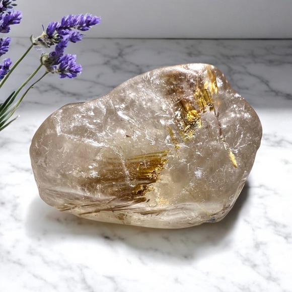 Golden Rutilated Quartz Crystal Freeform (#18) - Picture 1 of 13